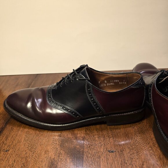 ALLEN EDMONDS Polo Men's Size 9B Two Tone Oxblood Saddle Dress Shoes Made in USA - Picture 11 of 15